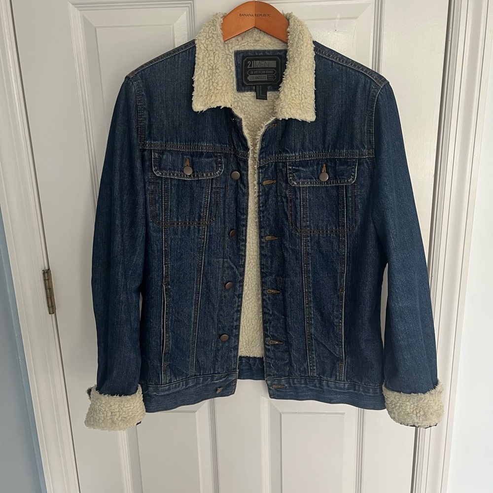 Forever 21 denim faux  shearling jacket